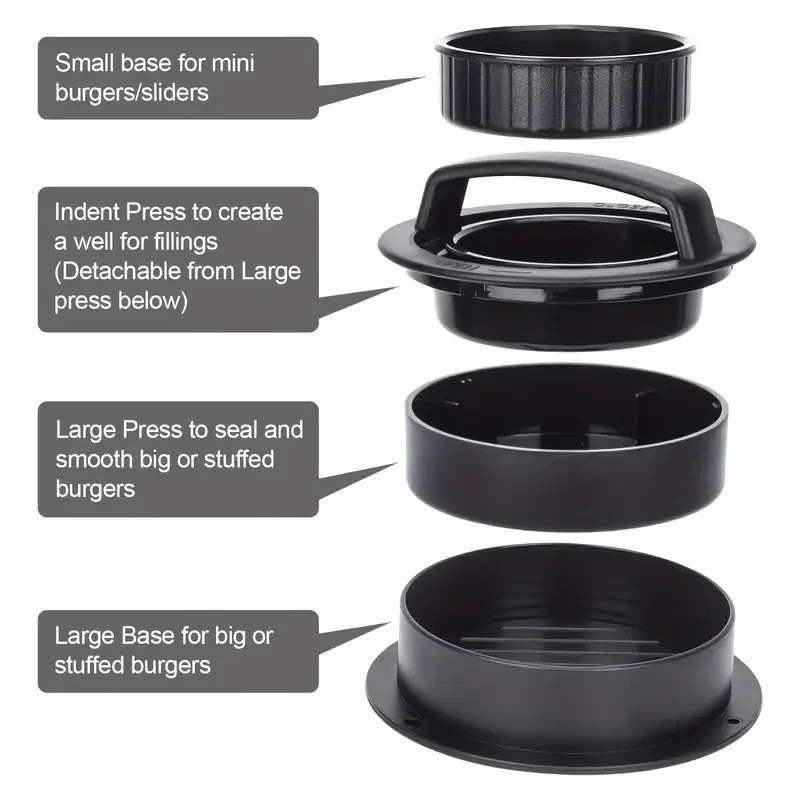 Non Stick Stuffed Burger Press 3 IN 1 Hamburger Patty Molds Maker BBQ Kitchen gallery