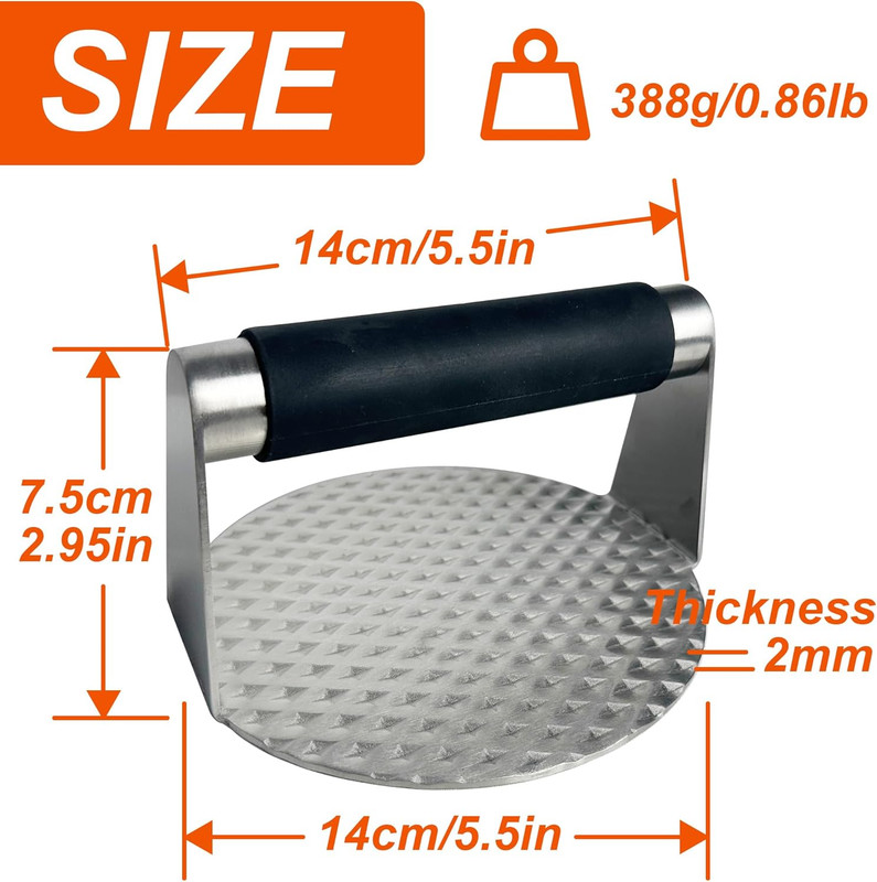 Updated Smash Burger Press,304 Stainless Steel Hamburger Press with Heat Insulat gallery