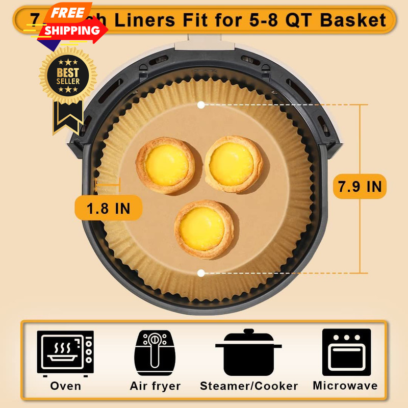 Gourmia Air Fryer Liners 100 Pcs 7.9" (Round), 100 (Round) gallery