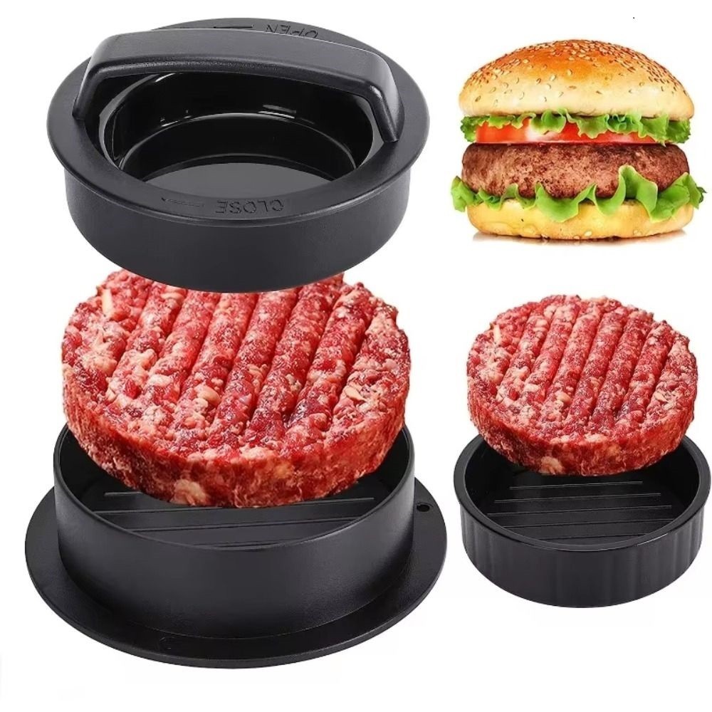 3in1 Non-Stick Hamburger Patty Maker Stuffed Burger Press Sliders BBQ Molds US gallery