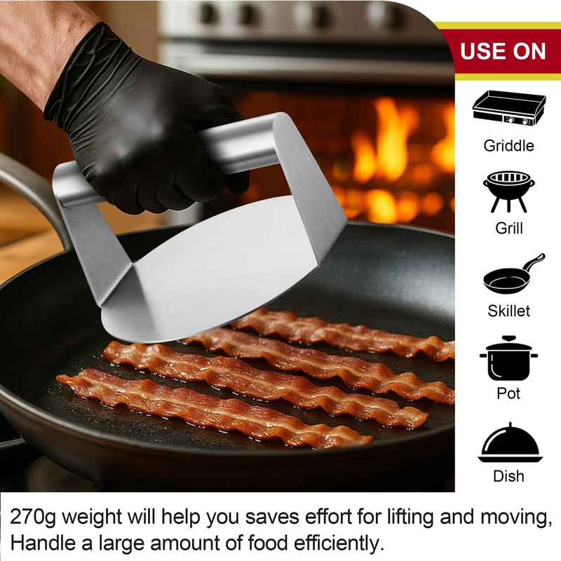 Joyfair Smash Burger Press for Griddle (5.5 Inch), Stainless 5.5 Inch, Silver gallery