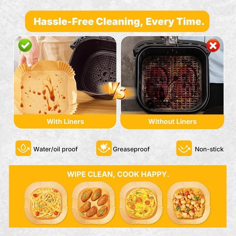 Air Fryer Liners Disposable 7.9 Inch - 135PCS, 7.9" Square - 135pcs, Wood gallery