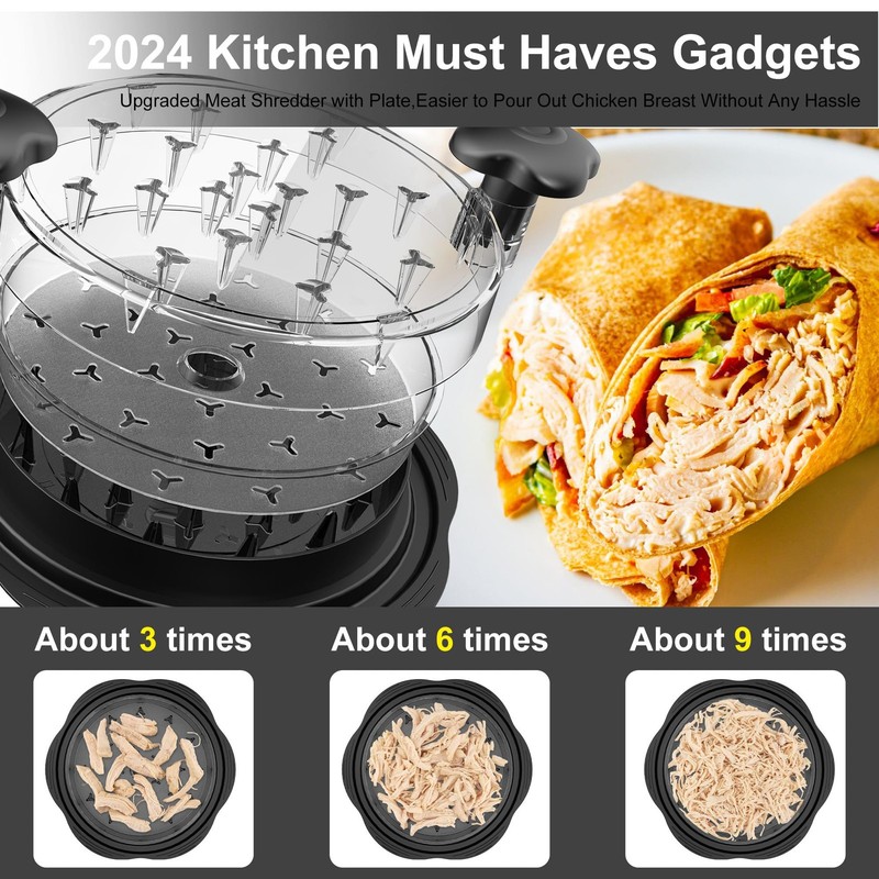 Chicken Shredder with Removable Plate - Manual Meat Large, Black gallery