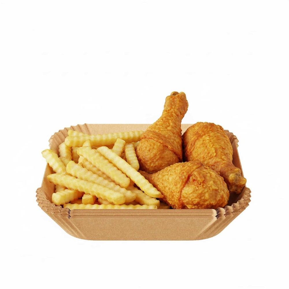 T4TREAM Square Air Fryer Disposable Paper Liner - 7.9 Inches 100 8inch, Brown