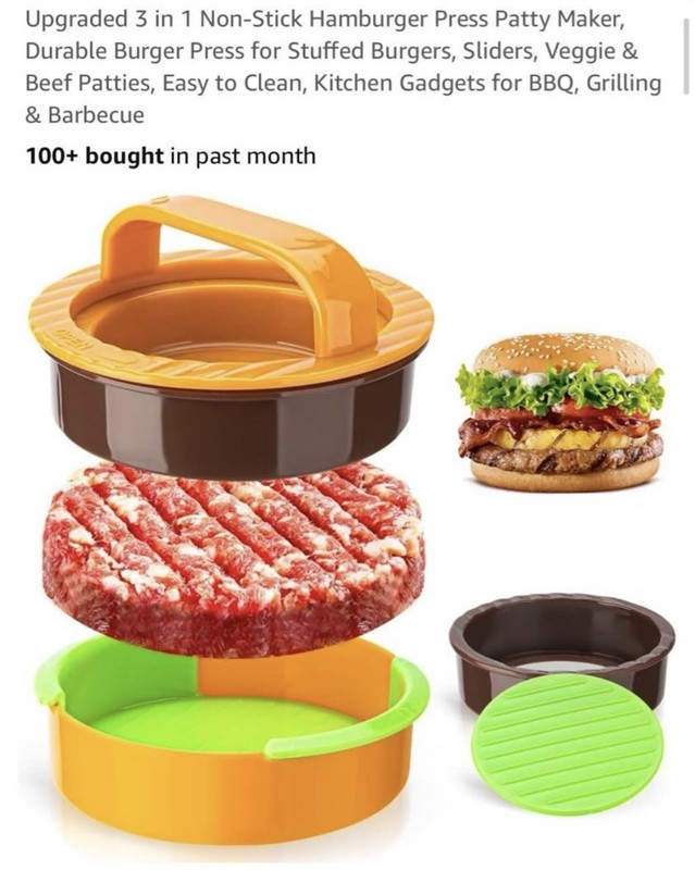 UPGRADE 3 In 1 non Stick Hamburger Press Patty Maker gallery