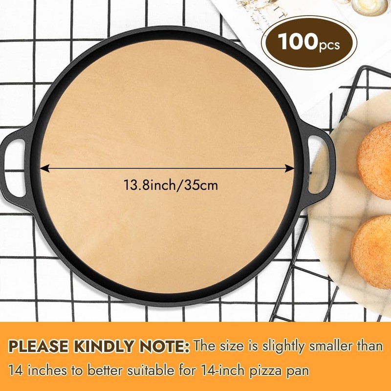 BYKITCHEN 14 Inch Parchment Paper Rounds, Non Stick Pizza 14, unbleached gallery