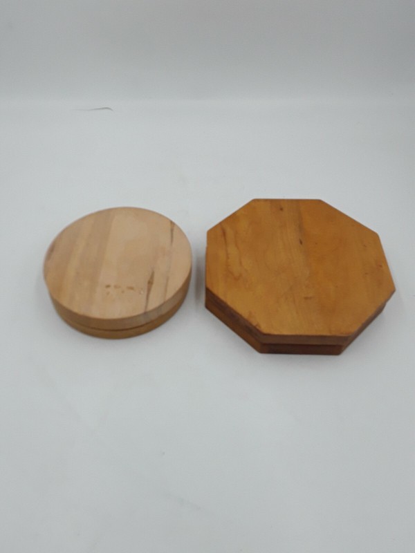 Vtg Folk Art Wooden Hamburger Patty Press w/ Painted Fruit,horse, Set of 2 gallery