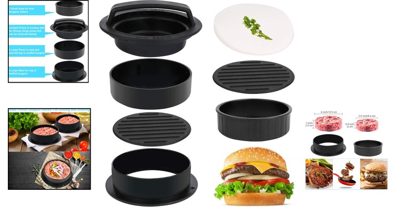 Ultimate Burger Press Patty Maker Kit with 100 Wax Papers - Clean & Safe Cooking gallery
