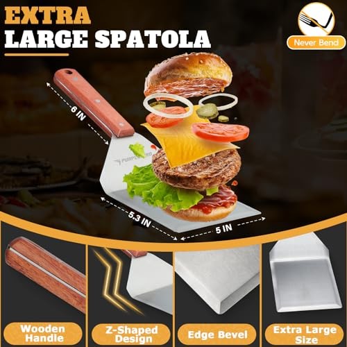 3PCS Set, Stainless Griddle Spatulas Set with Smash Burger Press kit gallery