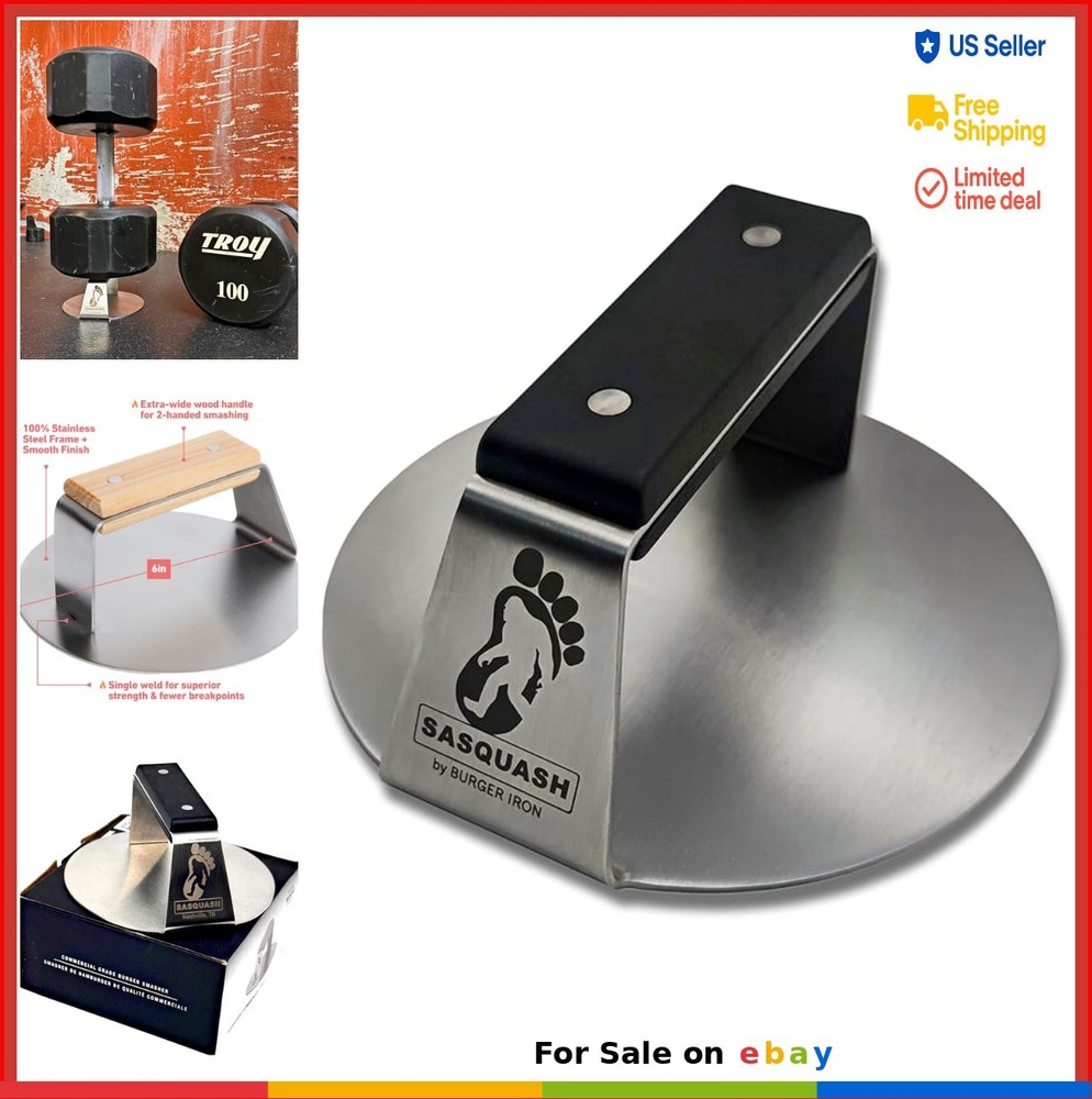 Smash Burger Press 6 Inch Stainless Steel Heavy Duty Welded Flat Handle Pattie