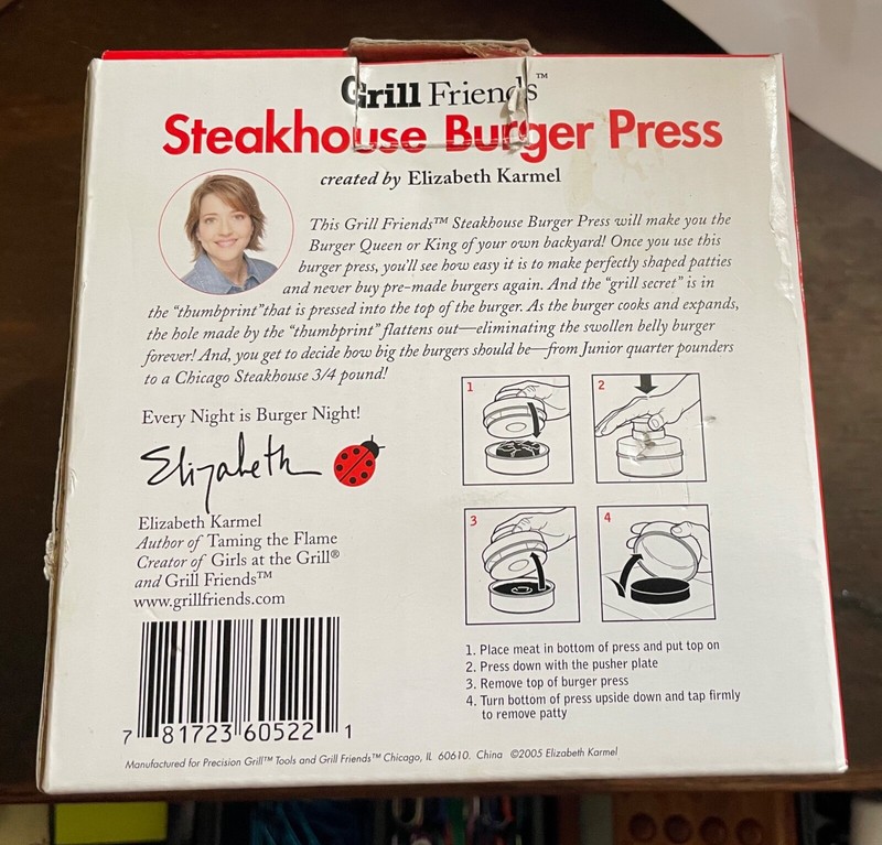 Grill Friends Steakhouse Burger Press 2005 NEW IN BOX. Never Used. gallery