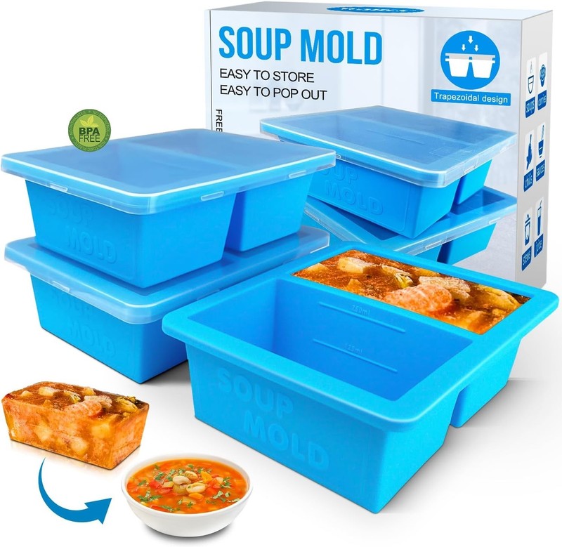 BPA-Free Silicone Soup Freezer Container Set - 3 Cubes, Odor-Free, 17.6cm gallery