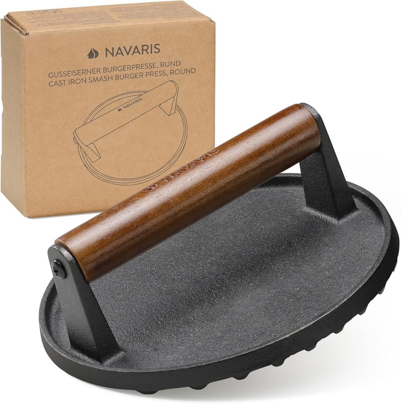 Ergonomic Cast Iron Burger Smasher for Perfectly Seared Patties - BBQ Essential gallery