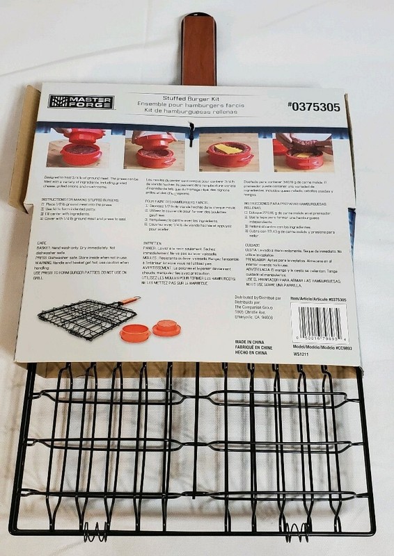 Master Forge Stuffed Burger Kit - Press & Non- Stick Grilling Basket for 4 gallery
