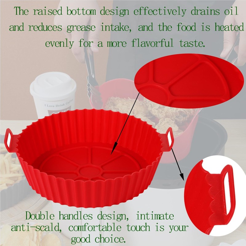 Somoga Air Fryer Silicone Liners Pot for 3-5QT 6.5inch-2PCS, Silicone-Round gallery