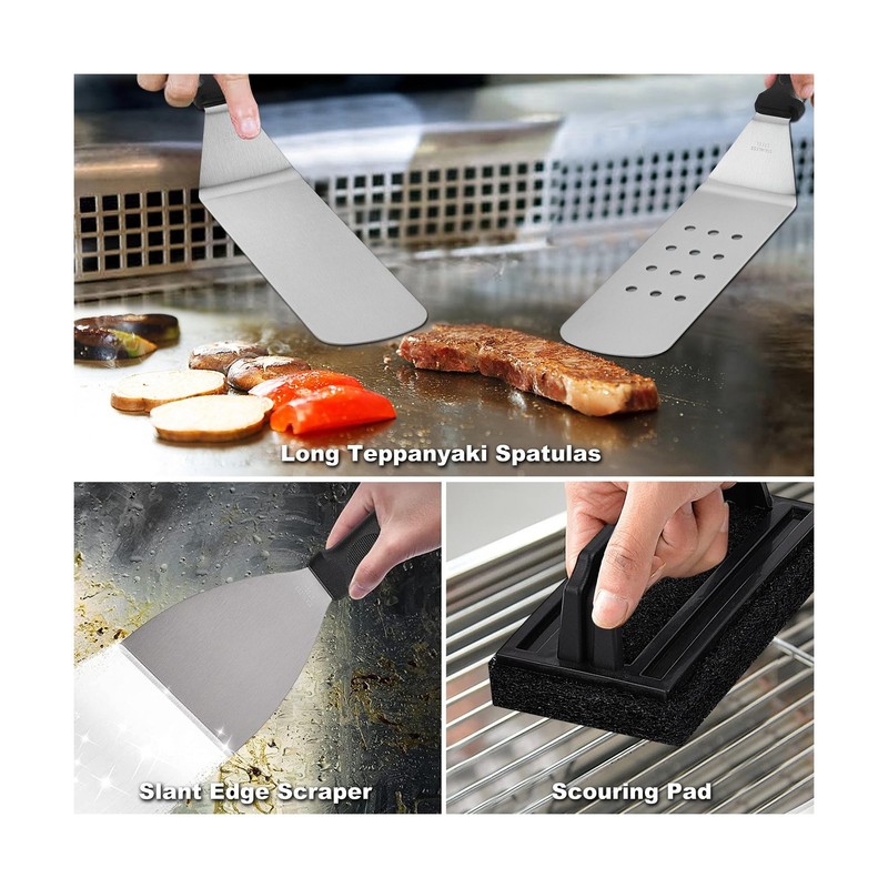 ROMANTICIST 29PCS Griddle Accessories Set - Flat Top Teppanyaki Spatula Set w... gallery