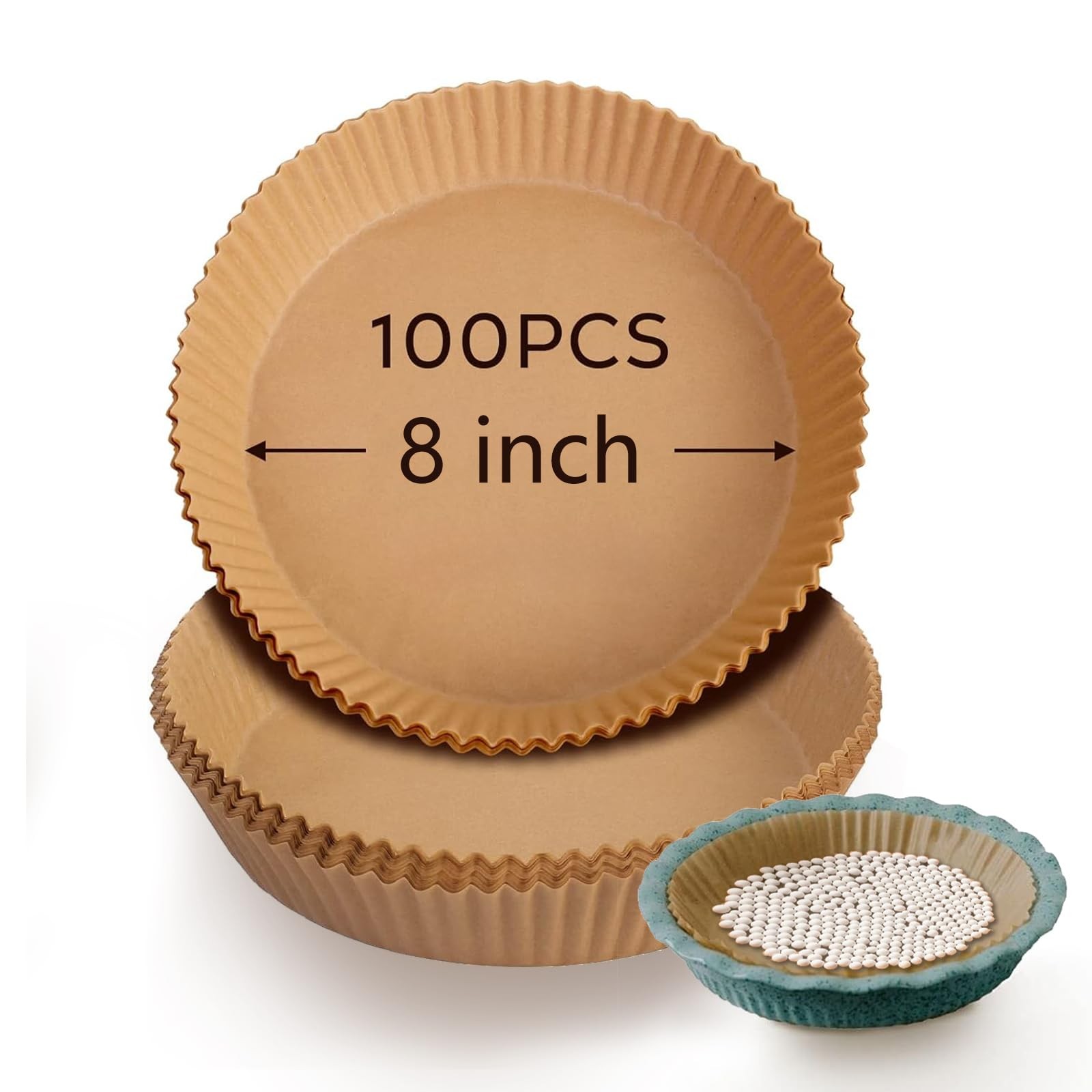 100pcs Parchment Paper for Pie Weights and Pans, Crust 9, Wood color gallery