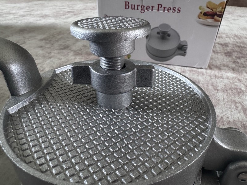 Adjustable Aluminum Burger Press Patty Maker 1/4lb to 3/4lb - Includes Papers gallery