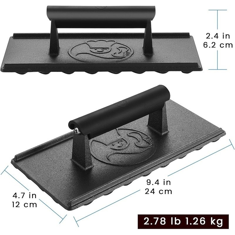 Heavy Cast Iron Burger Press Griddle Tool Meat Smasher Cooking Accessory New gallery
