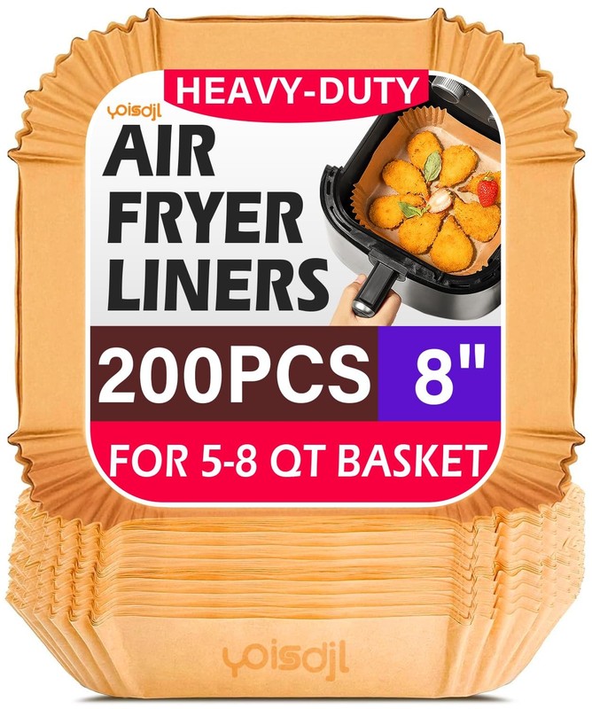 200pcs Air Fryer Liners Disposable, Liners, 8.7" Square 8, Yellow gallery