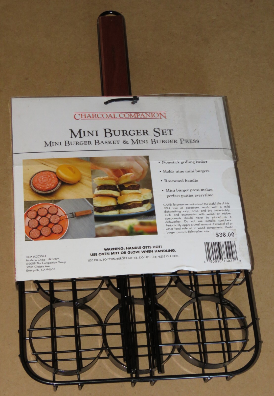 Charcoal Companion Mini Burger Set - Metal Basket & Burger Press Grill Sliders gallery
