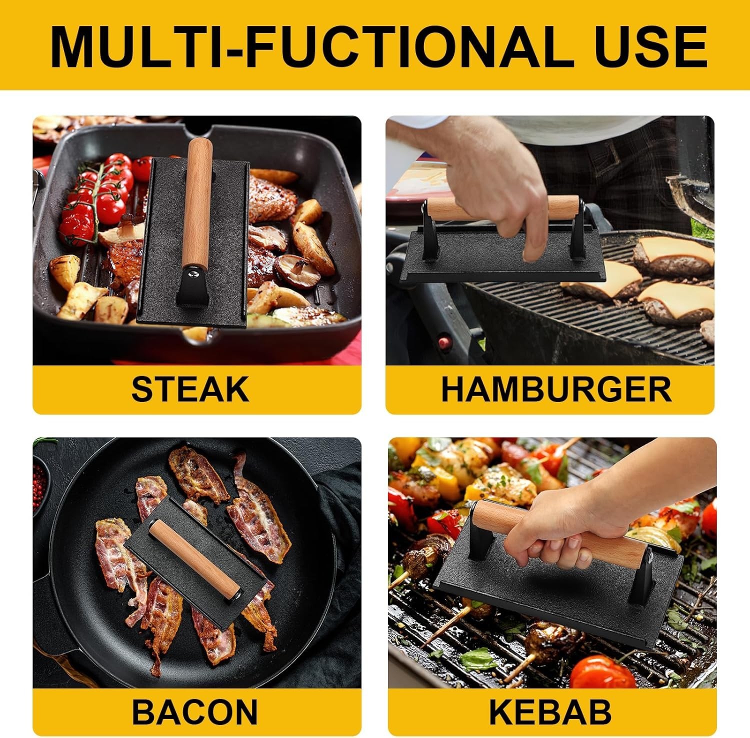 Burger Press Smash Burger Press for Blackstone Griddle Heavy Duty Cast Iron gallery