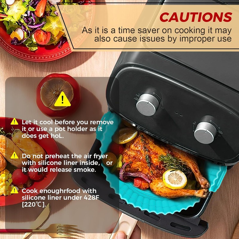 Buauty 3 Pack Air Fryer Silicone 7.9*7.9*2 inch, 3 Pack: Blue+Green+Red gallery