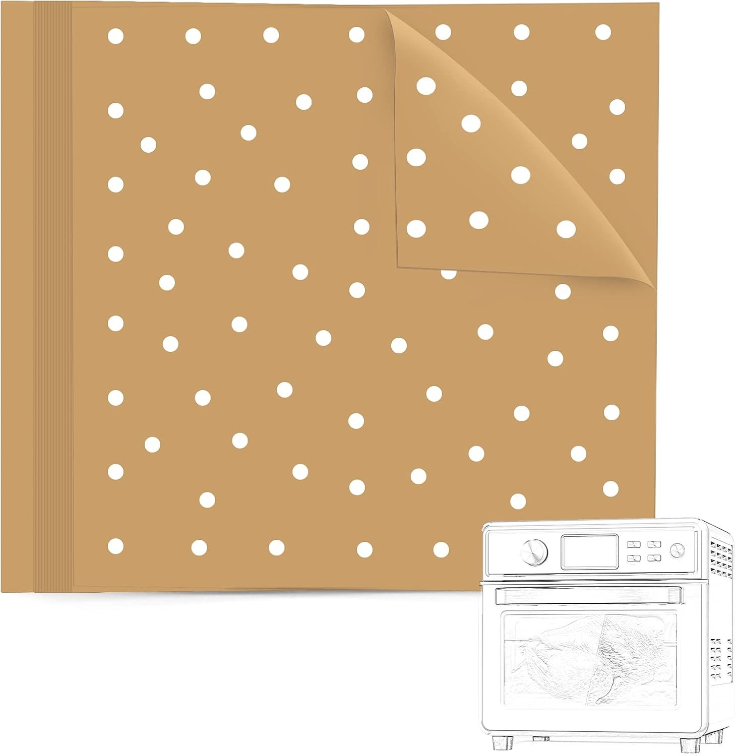 BYKITCHEN Air Fryer Oven Liners, 11x12 Inches, Nonstick 11x12inch, Brown gallery
