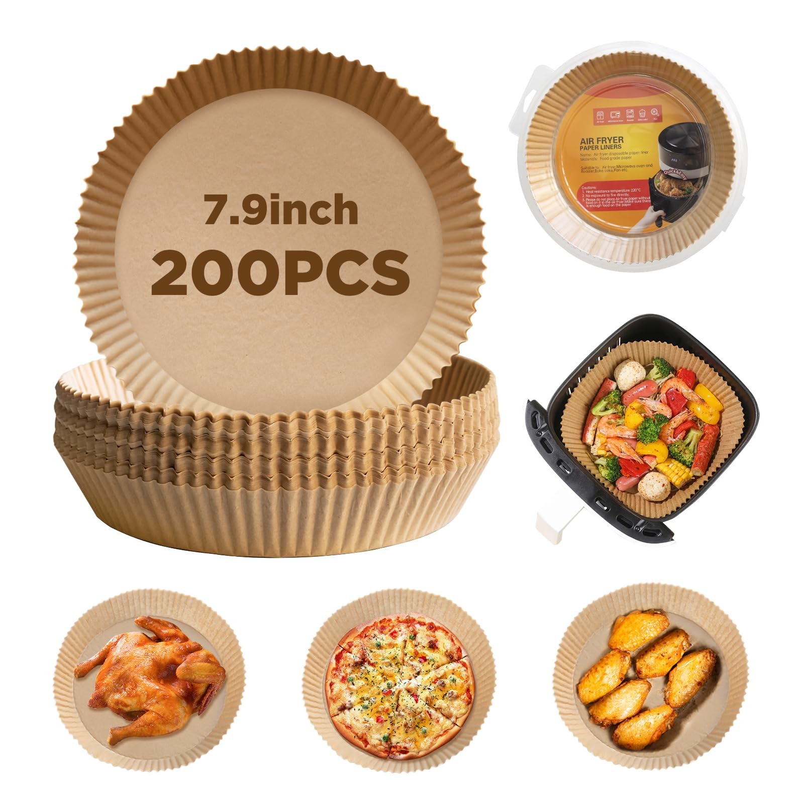 Air Fryer Liners Disposable 7.9'', 20cm, 20cm/7.9in-200 gallery