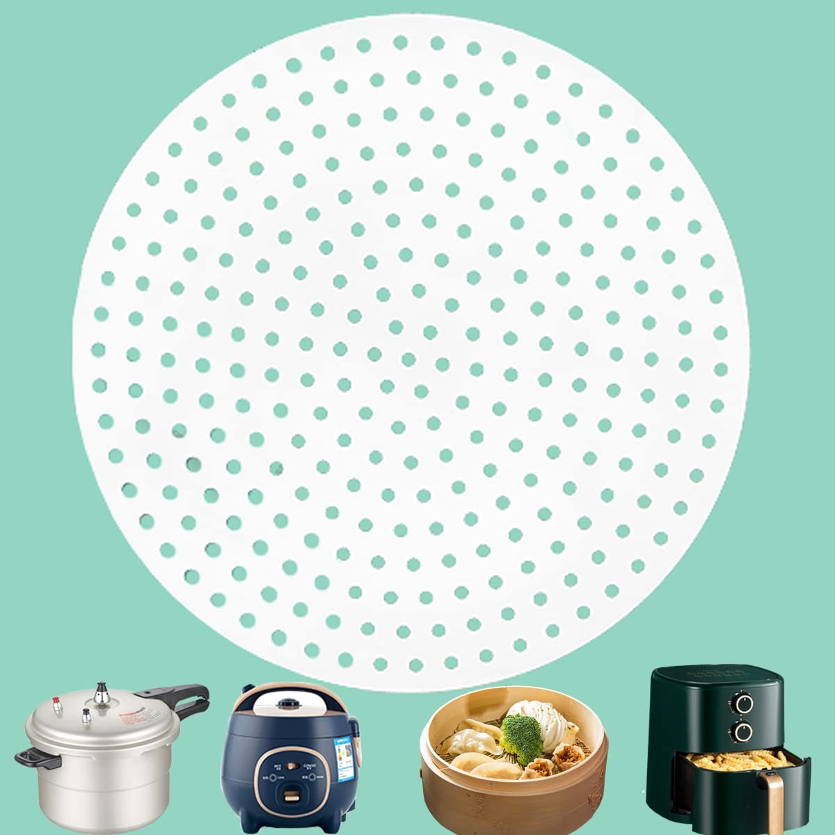 Multipurpose Silicone Liner for Steamer, Air Fryer, Pressure 6 inches, White gallery