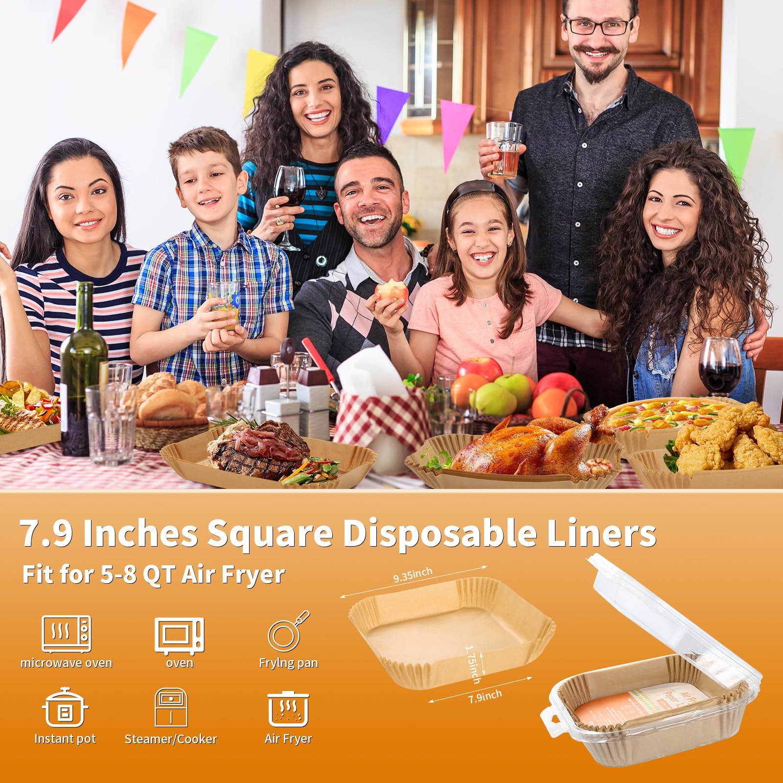 Air Fryer Liners Disposable 100PCs One Size, Square gallery