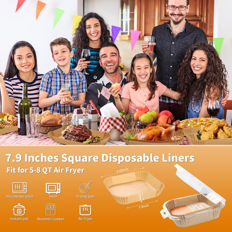 Air Fryer Liners Disposable 100PCs One Size, Square gallery