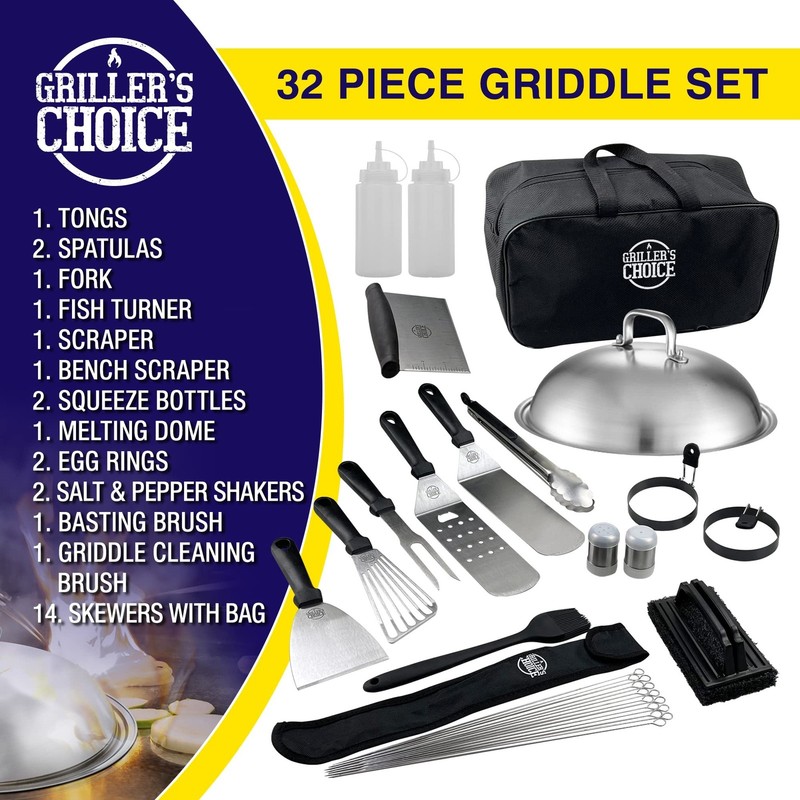 Grillers Choice 32 Piece Griddle Accessories Set Metal Spatulas - Commercial ... gallery