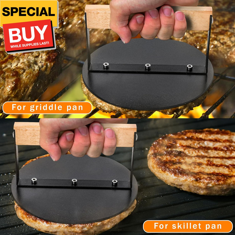 Smash Burger Press 6 inch, Round Burger Smasher Grill Press for Griddle Bacon Pr gallery