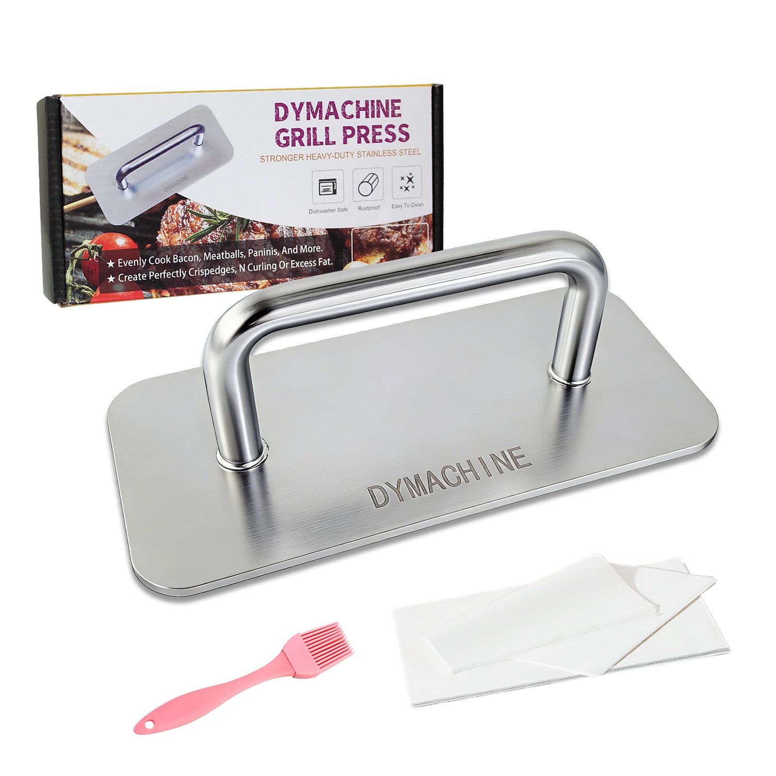 Stainless Steel Burger Press 9 Inch Heavy Duty Smash 2.5mm Non-Stick Smooth gallery