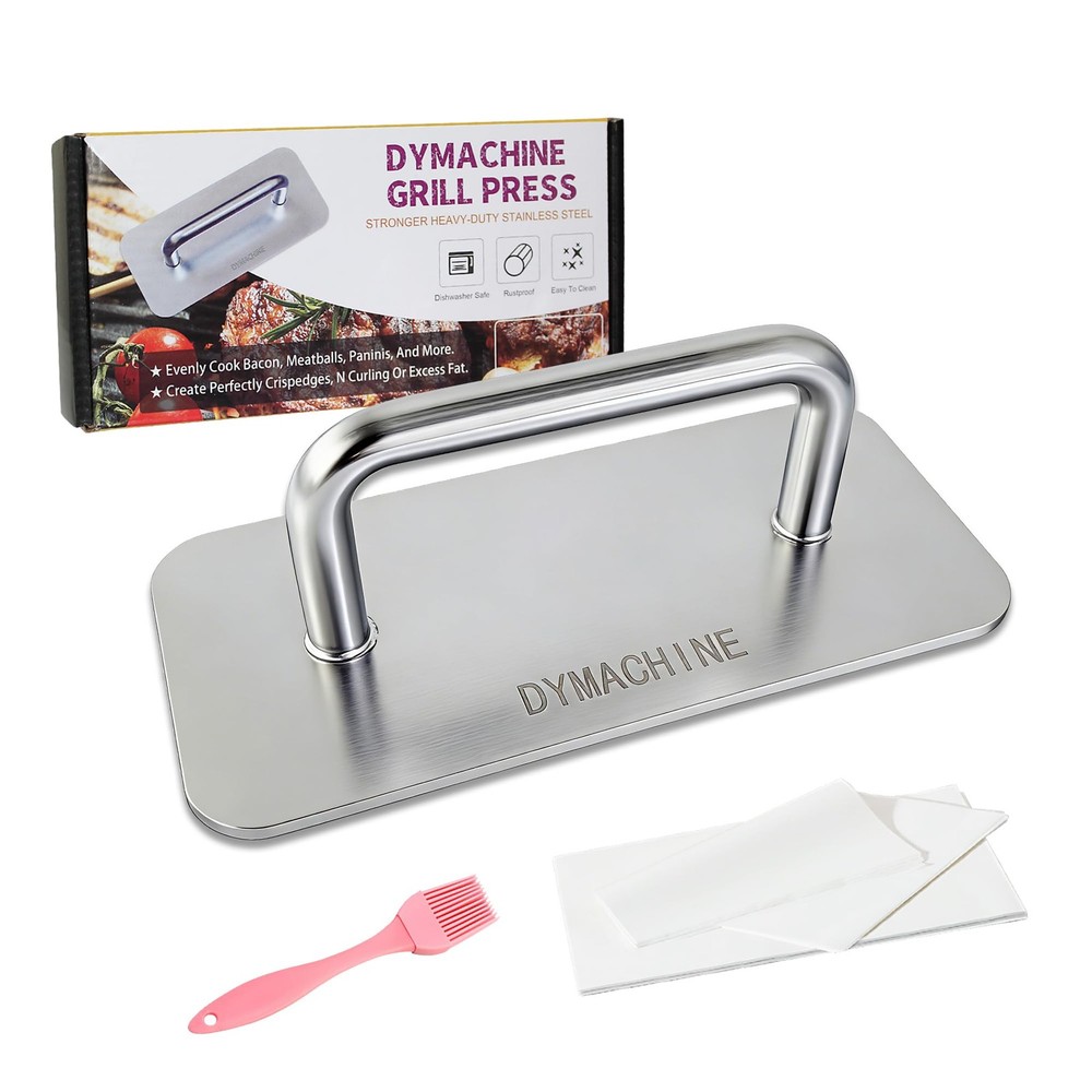 Stainless Steel Burger Press 9 Inch Heavy Duty Smash 2.5mm Non-Stick Smooth
