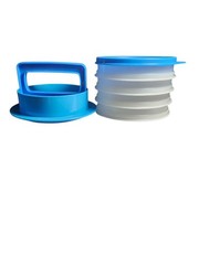 Tupperware Hamburger Patty Press Set w/ Freezer Containers Round Burger Maker…