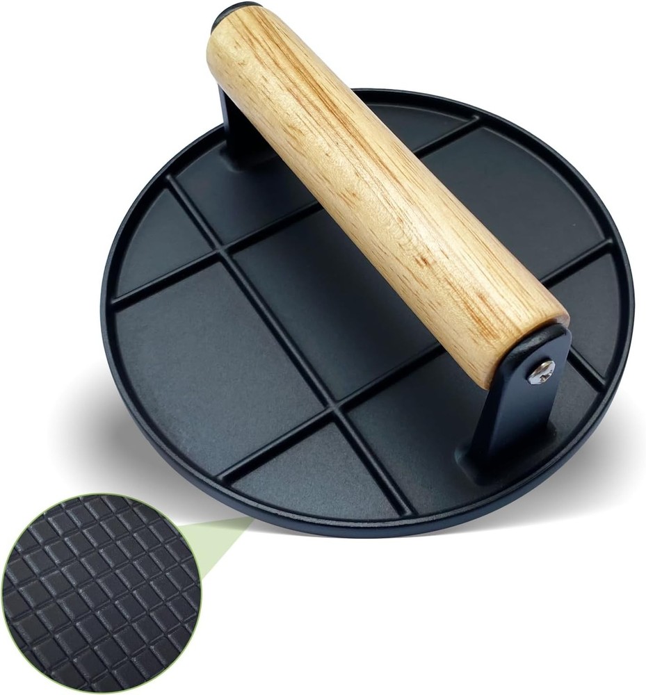 Burger Press, Smash Burger Press for Griddle with Wood Handle, Burger Smasher