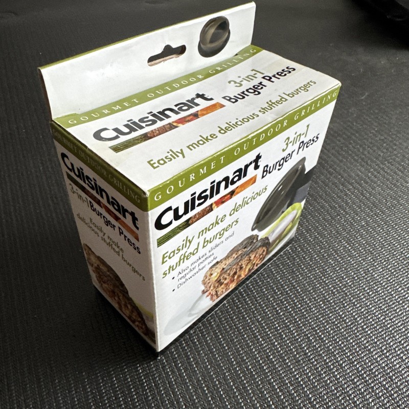 NEW Cuisinart 3-In-1 Stuffed Burger Press for Sliders Black grilling sealed gallery