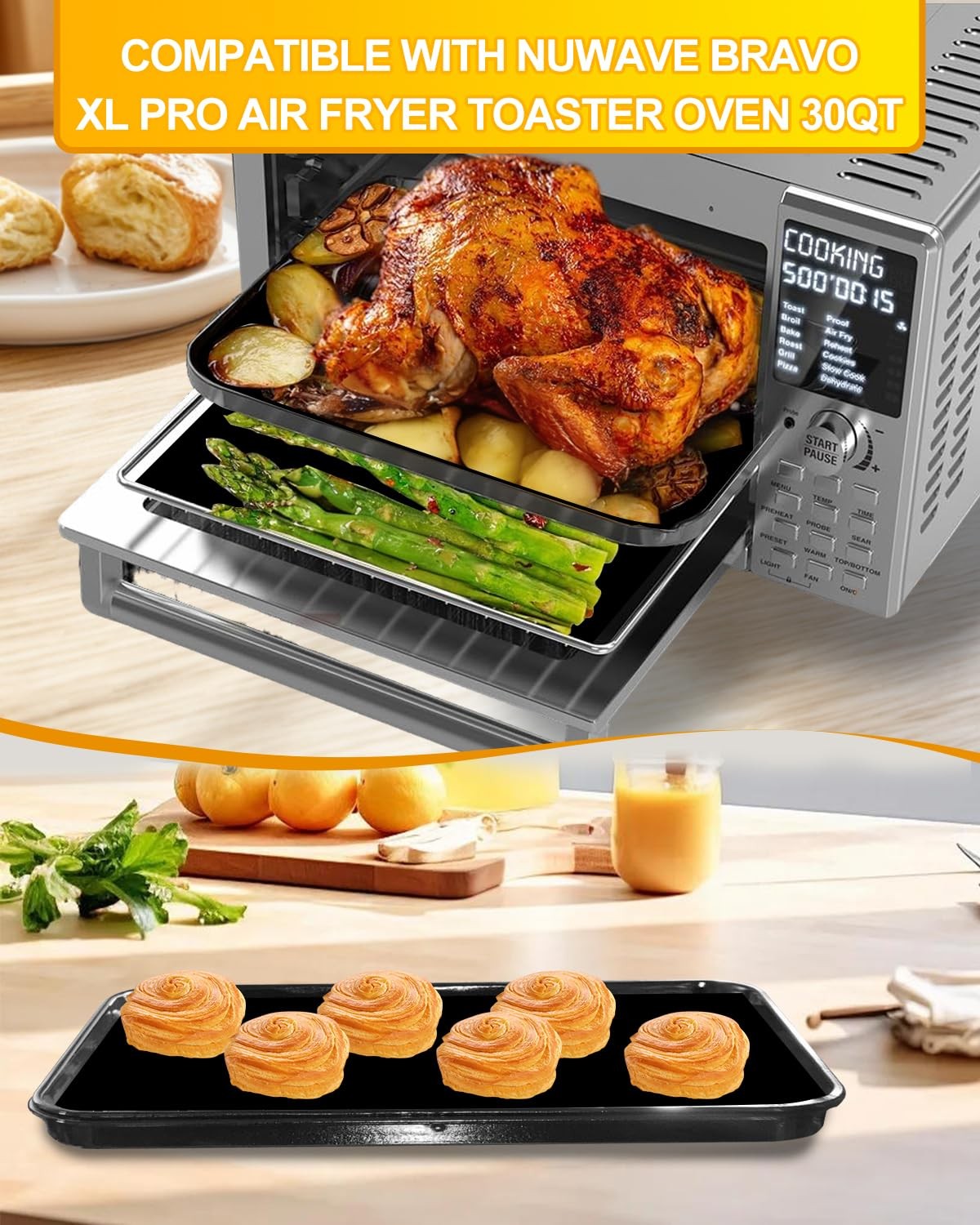 134PCS Air Fryer Liners For Nuwave 30QT, 130PCs Burlywood+4PCs Black gallery