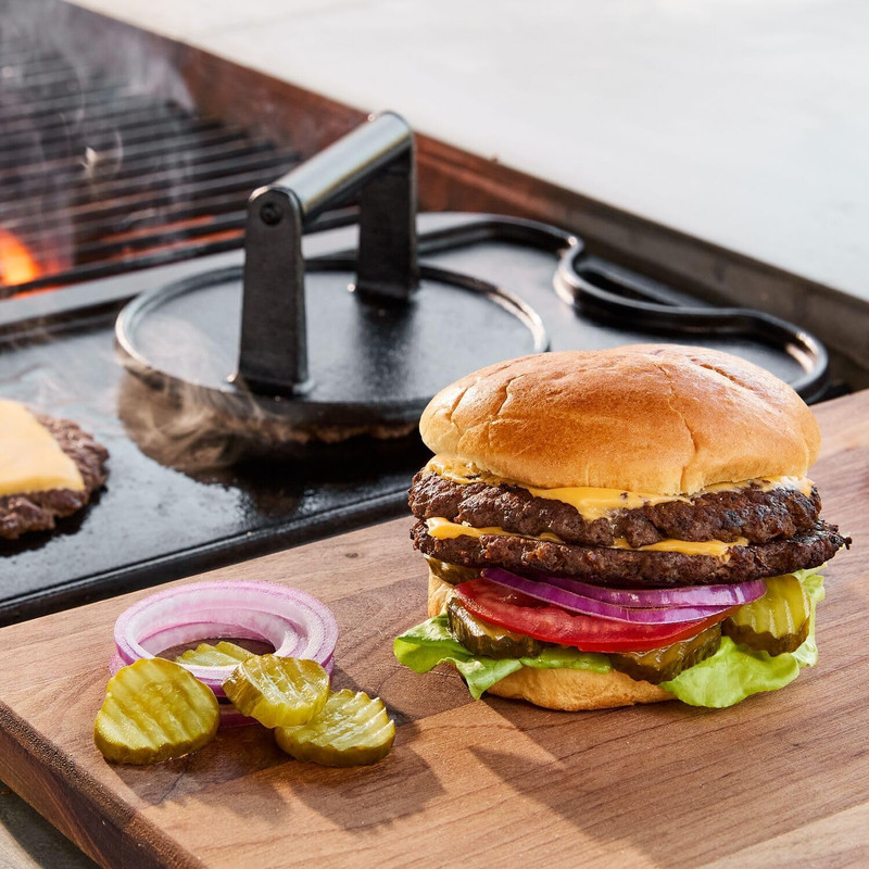 Sur La Table Smash Burger Kit – Heavy Cast Iron Press for Crispy Crust Patties, gallery