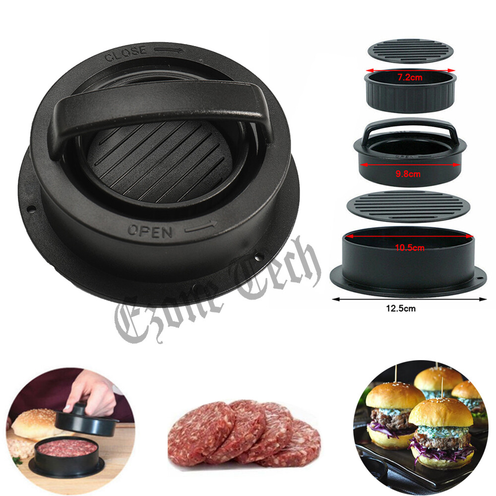 Non Stick Stuffed Burger Press Hamburger Patty Molds Maker Sliders Kitchen BBQ