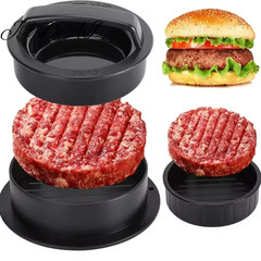 Burger Press 3 in 1 Non-Stick Hamburger Patty Maker Mold BBQ Kitchen Meat Tool