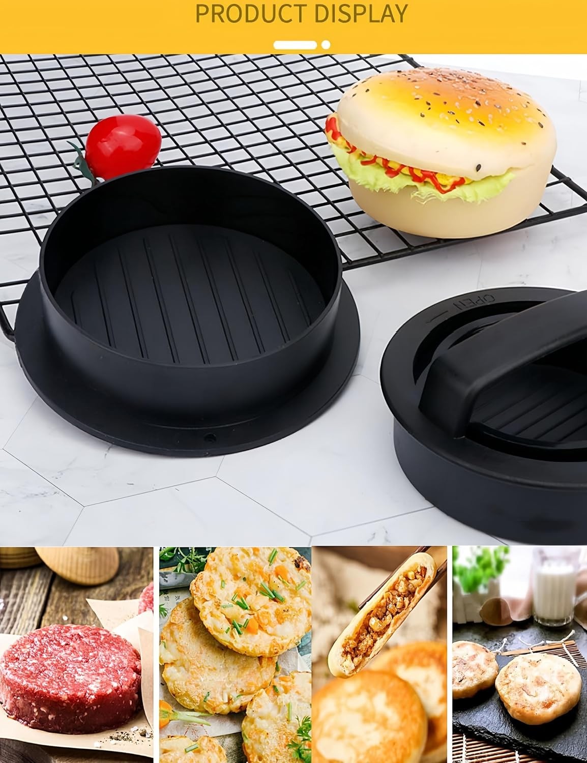 4-in-1 Hamburger Press Burger Press Patty Maker Slider Stuffed Burgers Sandwich gallery