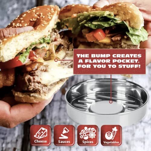 Porcelain Burger Press 5"- Round Burger Smasher for Grilling Evenly, Stuffed ... gallery