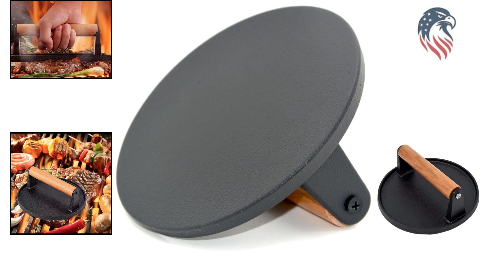 Cast Iron Burger Press Heavy Duty Flat Grill Press Nonstick Barbecue gallery