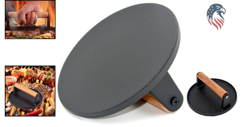Cast Iron Burger Press Heavy Duty Flat Grill Press Nonstick Barbecue gallery