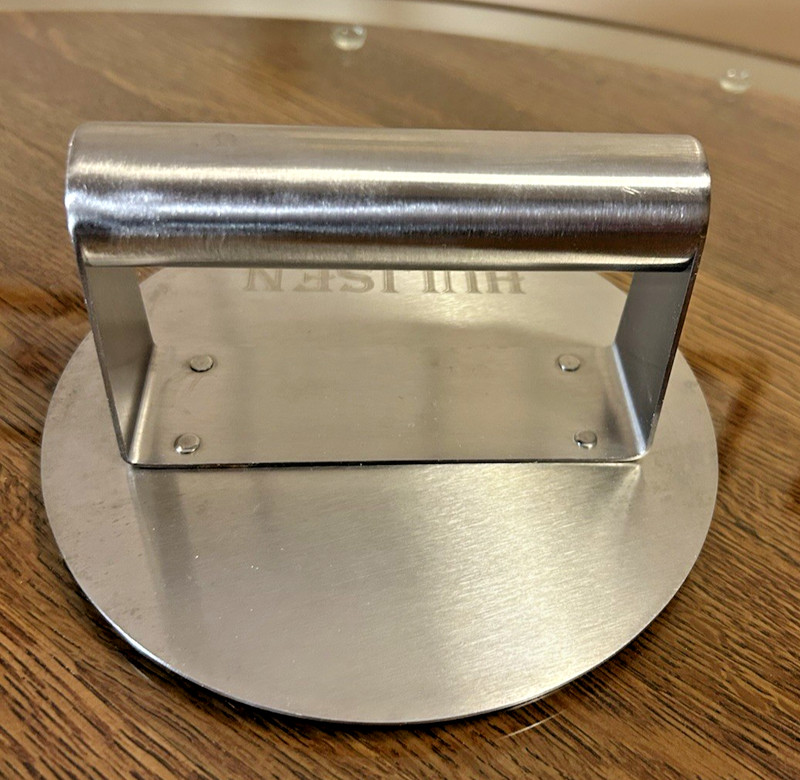Hulisen Stainless Steel Burger Smasher 6.25" Diameter Kitchen Compressor Tool gallery