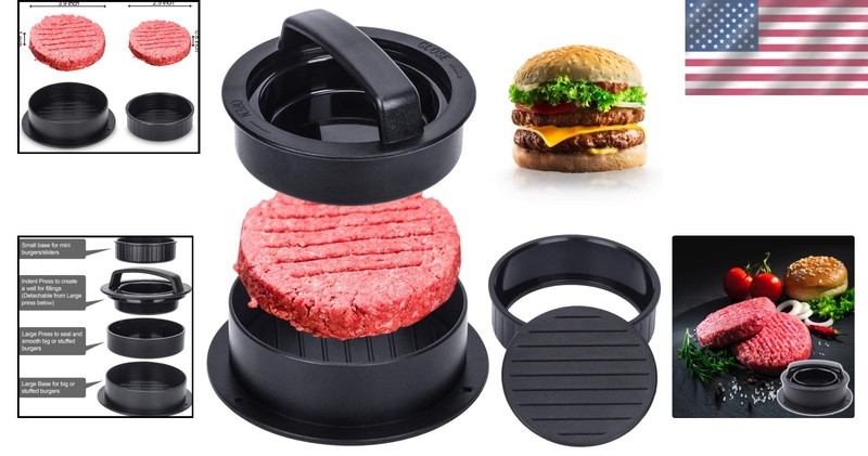 Durable 3-in-1 Burger Press - Create Perfect Patties with Parchment Papers gallery