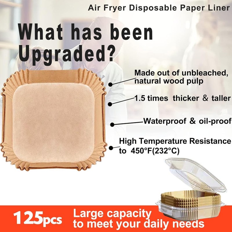 Air Fryer Liners Disposable Square 9 Inch, 125 Pcs Large 9"Square gallery